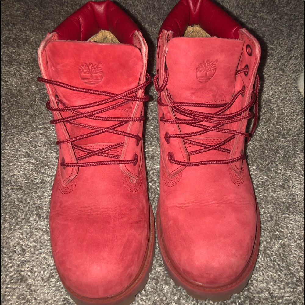 Kids size 3 women’s size 5 red timberlands